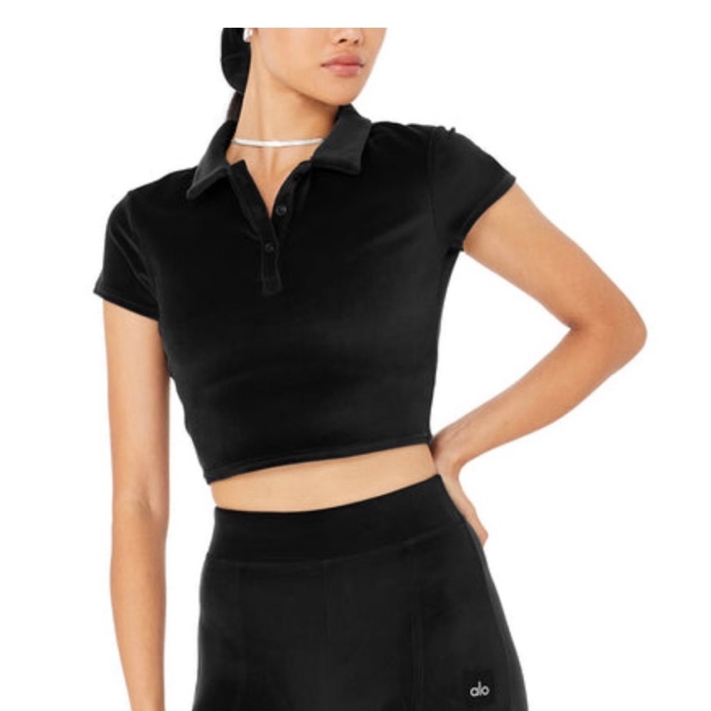 Alo velour choice polo black XS, NWT